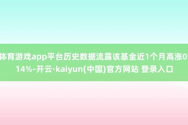 体育游戏app平台历史数据流露该基金近1个月高涨0.14%-开云·kaiyun(中国)官方网站 登录入口