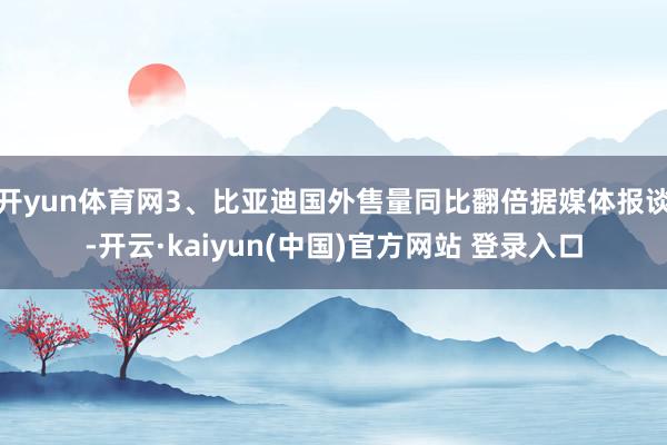 开yun体育网3、比亚迪国外售量同比翻倍据媒体报谈-开云·kaiyun(中国)官方网站 登录入口