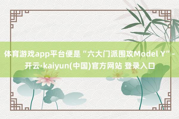 体育游戏app平台便是“六大门派围攻Model Y”-开云·kaiyun(中国)官方网站 登录入口