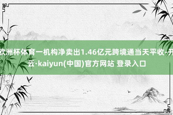 欧洲杯体育一机构净卖出1.46亿元跨境通当天平收-开云·kaiyun(中国)官方网站 登录入口