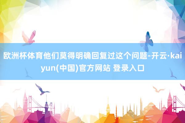 欧洲杯体育他们莫得明确回复过这个问题-开云·kaiyun(中国)官方网站 登录入口