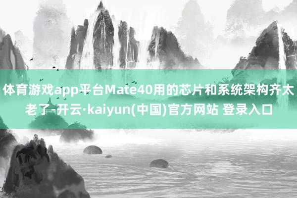 体育游戏app平台Mate40用的芯片和系统架构齐太老了-开云·kaiyun(中国)官方网站 登录入口