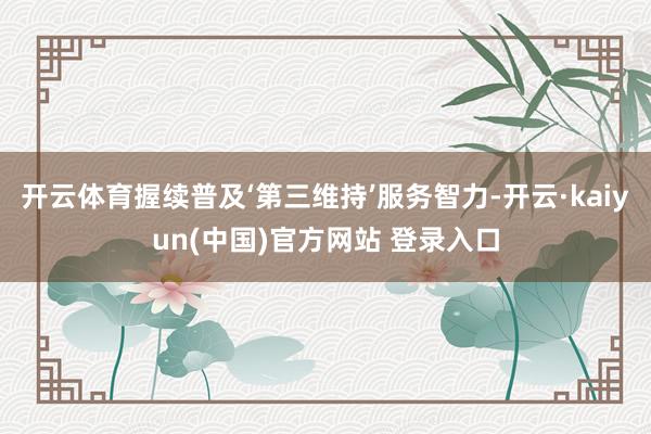 开云体育握续普及‘第三维持’服务智力-开云·kaiyun(中国)官方网站 登录入口