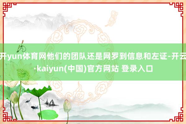 开yun体育网他们的团队还是网罗到信息和左证-开云·kaiyun(中国)官方网站 登录入口