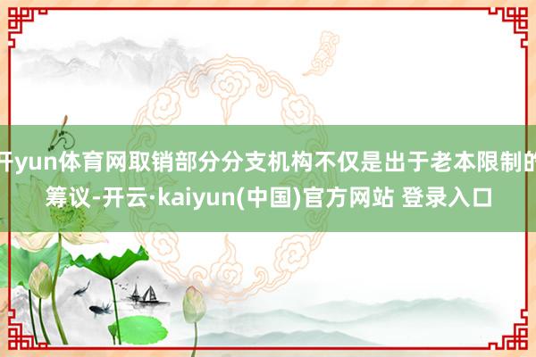开yun体育网取销部分分支机构不仅是出于老本限制的筹议-开云·kaiyun(中国)官方网站 登录入口