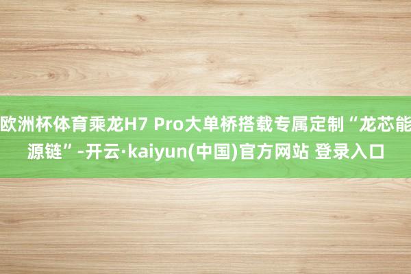 欧洲杯体育乘龙H7 Pro大单桥搭载专属定制“龙芯能源链”-开云·kaiyun(中国)官方网站 登录入口