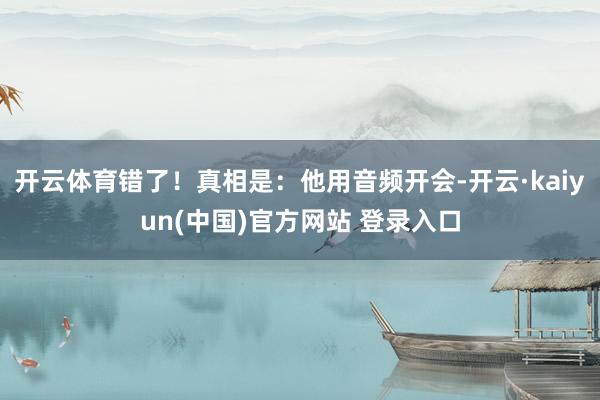 开云体育错了！真相是：他用音频开会-开云·kaiyun(中国)官方网站 登录入口