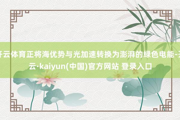 开云体育正将海优势与光加速转换为澎湃的绿色电能-开云·kaiyun(中国)官方网站 登录入口