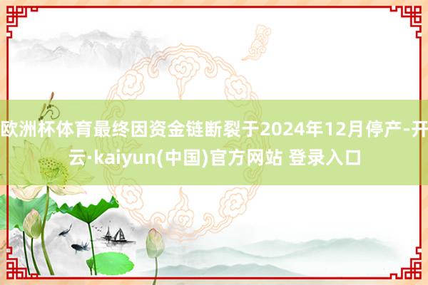 欧洲杯体育最终因资金链断裂于2024年12月停产-开云·kaiyun(中国)官方网站 登录入口