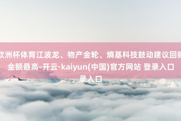 欧洲杯体育江波龙、物产金轮、熵基科技鼓动建议回购金额最高-开云·kaiyun(中国)官方网站 登录入口