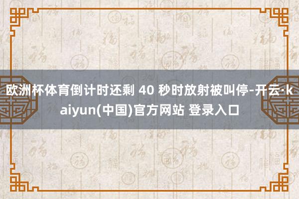 欧洲杯体育倒计时还剩 40 秒时放射被叫停-开云·kaiyun(中国)官方网站 登录入口