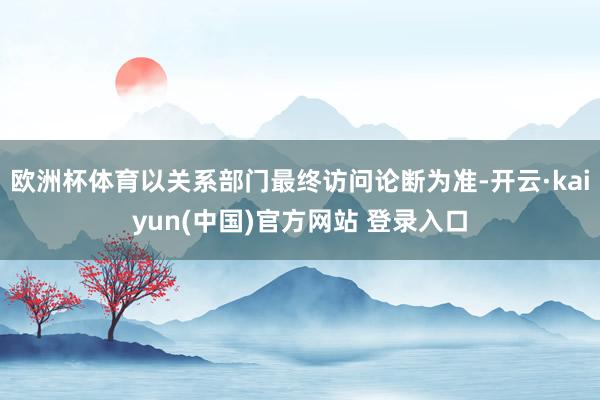 欧洲杯体育以关系部门最终访问论断为准-开云·kaiyun(中国)官方网站 登录入口