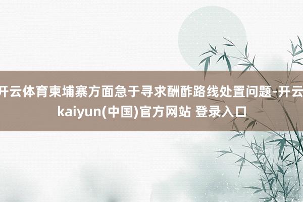 开云体育柬埔寨方面急于寻求酬酢路线处置问题-开云·kaiyun(中国)官方网站 登录入口