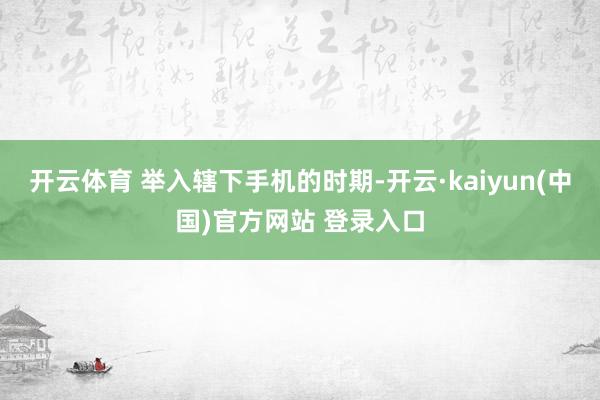 开云体育 举入辖下手机的时期-开云·kaiyun(中国)官方网站 登录入口