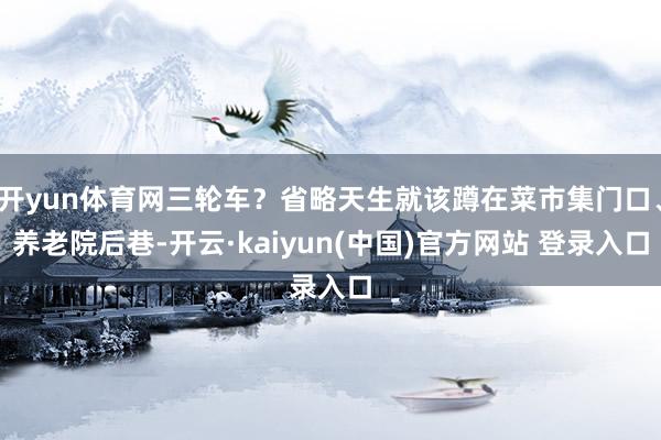 开yun体育网三轮车？省略天生就该蹲在菜市集门口、养老院后巷-开云·kaiyun(中国)官方网站 登录入口